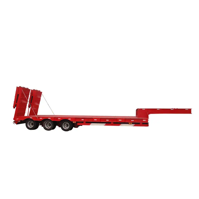 Heavy duty 3 axles 60 80 100 tons lowboy lowbed low bed truck semi trailer with low price