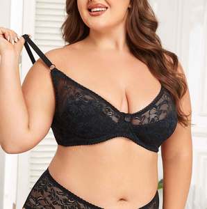 Bán Buôn Cộng Với Kích Thước Đẩy lên Tập Hợp Áo Ngực Mỏng D Cup Ren Sexy Pháp Phong Cách Thoải Mái Áo Ngực Chống-Sag Có Thể Điều Chỉnh Dây Đeo Lớn Cup Áo Ngực - Product Image 1