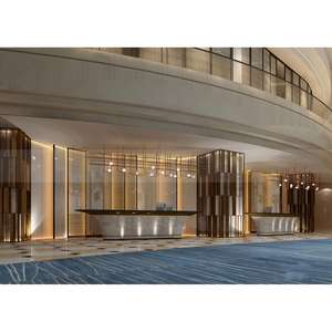 Paravent mobile de luxe moderne en acier inoxydable plaqué or translucide LL93, décoratif pour restaurant - Product Image 2
