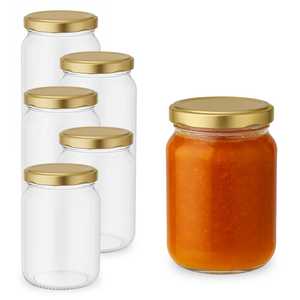Glass <b>Jars</b> 200ml Airtight Gold Lid Ideal <b>For</b> <b>Jams</b> Preserves Party Favors - Product Image 1