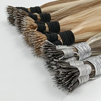 Extensions de cheveux naturels Nano Rings Micro Links, couleur mèches naturelles, micro-perles pré-collées, cheveux Remy européens lisses