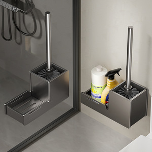 <strong>Aluminium</strong> <strong>Toilet</strong> <strong>Brush</strong> Set Modern Black Matte <strong>Toilet</strong> Seat Cleaner <strong>Brush</strong> and Holder - Product Image 2