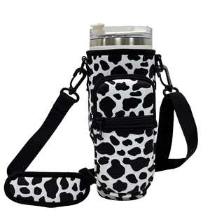 Porte-bouteille d'eau en néoprène réglable de 40 oz avec pochette, étui pour gobelet, sac bandoulière avec poche pour téléphone - Product Image 4