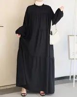 GANE OEM-vestido árabe musulmán de cuello redondo para mujer, vestido Jacquard de Oriente Medio de Dubái, moda de color sólido, eid modesto, Khimar, Hijab, Abaya