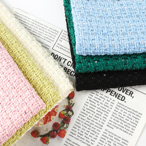 Sequin Tweed <strong>Boucle</strong> Fabric <strong>White</strong> Women's Tweed Sequin Style Woolen Fabric Knitted Plain Sequin Plaid for Home Textile Use - Product Image 2