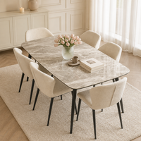 1280 ° C Gesinterter Steintisch Hitze- und Fleckenbeständig mit Lederstühlen Italienischer Minimalistischer Stil