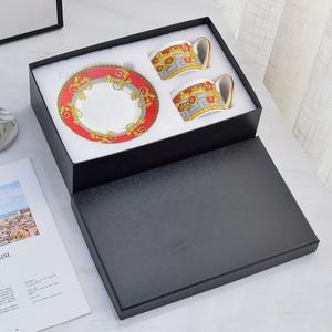 Best Selling British Luxury Gold Dining Room Set with Slanted Luxury Bone China Ceramic <b>Tea</b> <b>Cups</b> & <b>Saucers</b> - Product Image 4