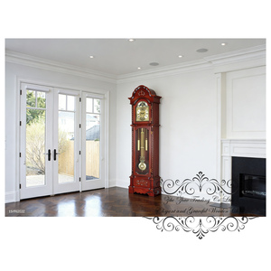 Grandfather <strong>Clock</strong> Solid Wood French Country Antique Luxury Tall Slender Arched Design Hourly Chiming Battery Operated - Product Image 6