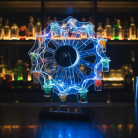 Grande roue LED colorée en plastique acrylique personnalisée présentoir en verre tournant Porte-vin Porte-gobelet pour cocktails Publicité