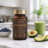 Capsules d'ergothionéine naturelle en marque privée, protection cellulaire, complément végétalien
