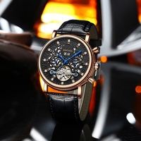 Luxus-Armbanduhr High-End Business Multifunktions-Tourbillon Skelett Automatik Mechanische Herrenuhr Wasserdicht 30M