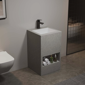 Offre Spéciale : <span class=keywords><strong>Meuble</strong></span> de Salle de Bain Moderne pour Hôtel, <span class=keywords><strong>Colonne</strong></span> Unique Autoportante avec Lavabo Intégré et Plateau en Pierre, Prix Abordable - Product Image 5
