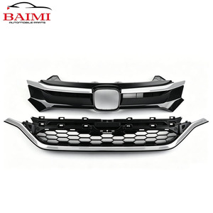 Parrilla Delantera para <span class=keywords><strong>Honda</strong></span> CR-V <span class=keywords><strong>2015</strong></span>-2016, Reemplazo del Conjunto de Parrilla Superior, Barra Cromada Individual, Malla Negra - Product Image 1