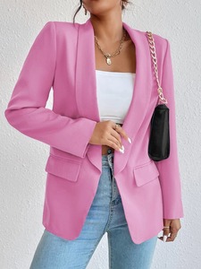 <span class=keywords><strong>Blazer</strong></span> minimalista color caramella da donna con tasche <span class=keywords><strong>in</strong></span> maglia a tinta unita - Product Image 3