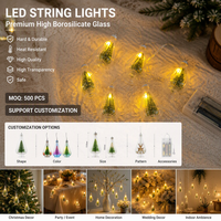 Guirlande lumineuse LED en verre personnalisée, mini arbres décoratifs en borosilicate, fonctionnant sur piles, fournisseur ODM, coffret cadeau