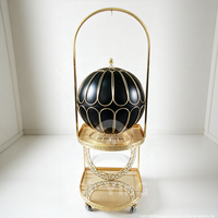 Plat à chafing sphérique de luxe 20L grande capacité avec chariot de traiteur doré, chauffe-plats mobile pour buffet d'hôtel et banquets de mariage
