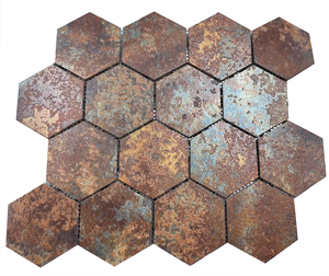 Venta caliente DIY Impreso Aluminio Metal Mosaico Superficie cepillada Parque cultural Arte Decoración de la pared Almenado Patrón de pared Azulejos - Product Image 1