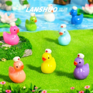 Resin <b>Duck</b> Doll Nurse <b>Hat</b> Solid Color Mini Ornament Home Decoration DIY Jewelry Craft Material - Product Image 1