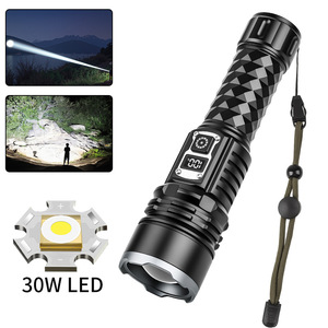 ไฟฉายกลางแจ้งกำลังสูง 30W LED สีขาว ซูมแบบยืดหดได้ จอแสดงผลดิจิตอล แบตเตอรี่แบบชาร์จได้ - Product Image 4