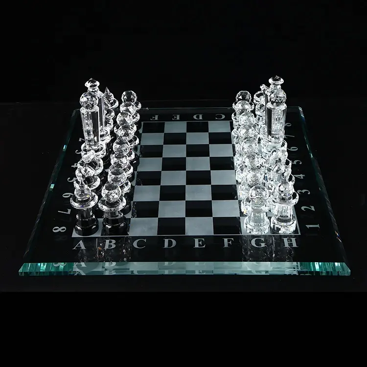 Juego de ajedrez personalizado de cristal de gama alta, tablero de juego de cristal de lujo