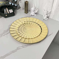 Assiettes rondes en plastique dorées de 13 pouces, écologiques, pour assiettes de dîner, mariage, fête