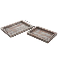 Plateau de service en bois avec poignée métallique pour la maison, l'hôtel, la table, le service alimentaire, le rangement – Meilleure vente