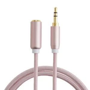 Pembe 3.5mm erkek kadın yardımcı Stereo kablo altın kaplama HiFi ses kablosu 3.5mm ses uzatma kablosu