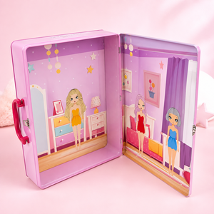 Recyclable Metal <b>Tin</b> Case with Handle Custom Kids Dress-Up Doll Print Empty for Toy Game Set Children Gift <b>Storage</b> Packaging - Product Image 5
