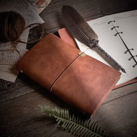 Cahier de journal en papier kraft à bracelet en cuir A6 vintage avec logo personnalisé pour les entreprises