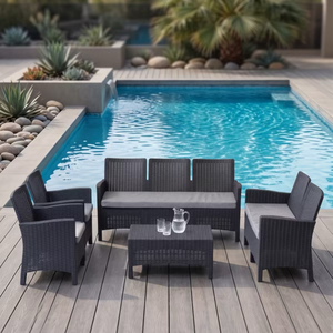 Ensemble de salon de jardin 4 pièces en rotin tressé avec chaises rembourrées confortables pour jardin et cour - Product Image 6