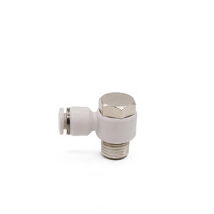 White Plastic Pneumatic <b>Hose</b> Connector PH4-M5 L-Shaped with External Hexagonal Nickel-Plated Copper-Targeted for PH6-02 - Product Image 1