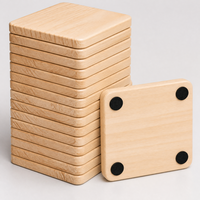 Sous-verres carrés en bois à succès avec points antidérapants en silicone pour table à café et sous-verres à thé