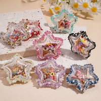 Perles acryliques transparentes en forme d'étoile creuse avec confettis, paillettes, perles et bordures en strass pour la création artisanale