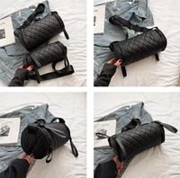 Sac à main décontracté pour femme, personnalisé, motif losanges, forme tonneau, fermeture éclair, imperméable, portable, multi-poches, avec sangle réglable