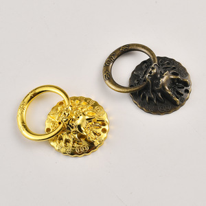 Chinese Style Lion Head Drawer Pull Zinc Alloy Antique Bronze Gold Ring Handle Furniture Hardware Accessory - Product Image 2