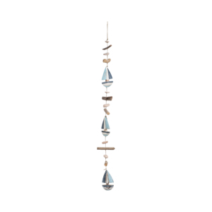 Ornamento da appendere a forma di barca in legno di recupero, decorazione costiera per casa, ufficio, soggiorno, bagno, decorazione da parete - Product Image 1