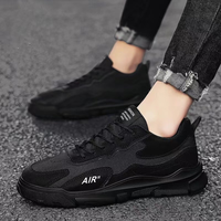Chaussures de sport décontractées pour hommes à semelle épaisse, respirantes, entièrement noires, légères et tendance, prix de gros, personnalisables