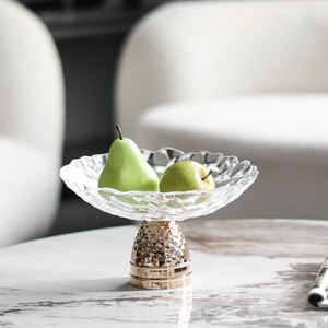 Offre spéciale du fabricant, assiette <span class=keywords><strong>cloche</strong></span> dorée exquise, métal, <span class=keywords><strong>verre</strong></span>, design simple, assiette à dîner pour décoration de la maison moderne - Product Image 5