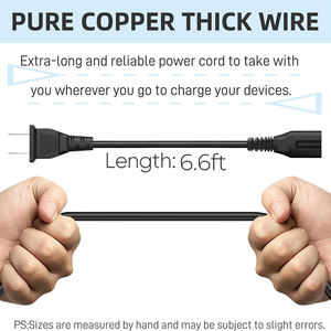 US-Standard 2-Pin Figur 8 C7 Netzkabel 10A 1,5M/3M 2-poliger Stecker Computer-Buchsenanschluss Typ IEC Reinkupferleiter ETL - Product Image 4