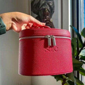 Portable Handle Round PU Cosmetic Bag Waterproof Zipper Travel <b>Makeup</b> Organizer Multi Divider Toiletry Storage <b>Case</b> for Ladies - Product Image 5