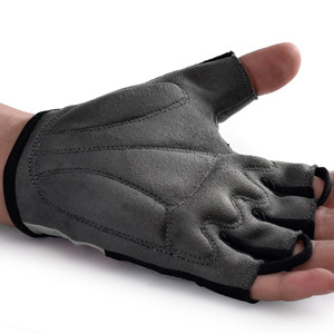 Guantes de ciclismo de medio dedo, color gris y rojo, malla transpirable, absorción de impactos para montar al aire libre, tamaño unisex para adultos - Product Image 1