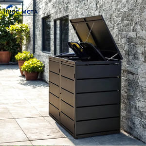 حاويات قمامة كبيرة سعة 240 لتر مع أغطية، صناديق نفايات خارجية بعجلات، صندوق قمامة للحديقة والمنزل، صندوق نفايات مجلفن مع حاويتين - Product Image 1
