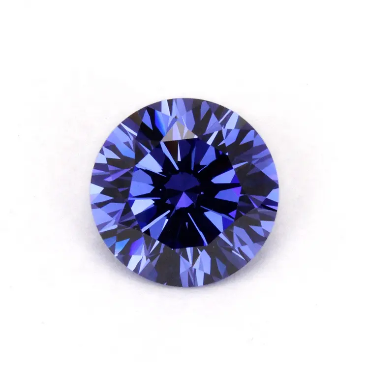 Synthetic gems 5A round tanzanite loose cubic zirconia gemstone for sale