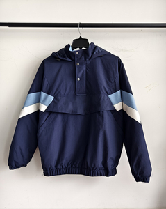 Veste Homme Coupe-Vent Bomber en Nylon Personnalisée <span class=keywords><strong>Anorak</strong></span> Oversize Demi-Zip Matelassée à Capuche avec Poche Kangourou OEM Fermeture Éclair Latérale Rétro - Product Image 2