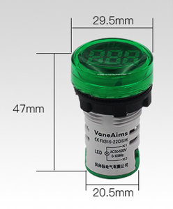 Medidor Digital Redondo Mini de 22mm con Doble LED para Voltaje/Amperaje, Material ABS, Mide Temperatura y Frecuencia, Precio Económico - Product Image 6