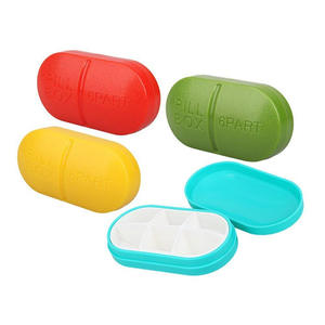 Boîte à pilules portable en forme de pois à 6 compartiments, étui pour médicaments, organisateur - Product Image 1