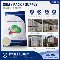 Prémélange pour poulets de chair, alimentation équilibrée pour une croissance uniforme, pour mélange en usine et application en ferme, sac tissé d'exportation de 25 kg