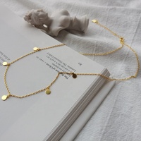 A1169 टूम Femme छोटे डिस्क हार 925 रजत Minimalist आभूषण 18K सोने Chokers