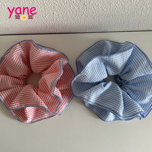 Fabrikant Big <span class=keywords><strong>Hair</strong></span> <span class=keywords><strong>Scrunchie</strong></span> Gelaagd Katoenen Kant Met Gestreepte Elastische Haarband Zoete Stijl Paardenstaart Scrunchee Nil Design - Product Image 2