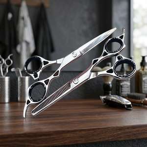8\" Matt Black Dog Grooming Scissors Sharp Blade Dull Powder Coated Stainless Steel Dark Grey Dog <b>Shear</b> for Beauty Personal Care - Product Image 2